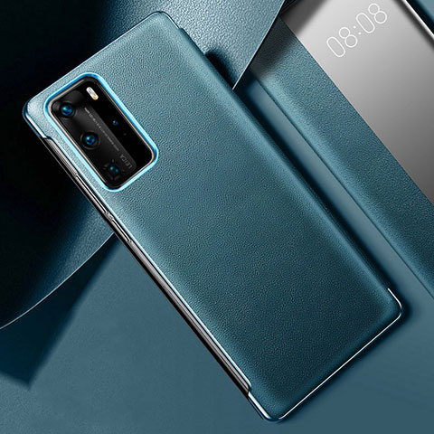 Funda Lujo Cuero Carcasa S02 para Huawei P40 Pro Cian