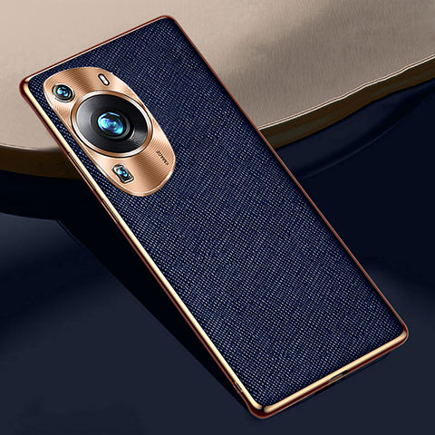 Funda Lujo Cuero Carcasa S02 para Huawei P60 Pro Azul