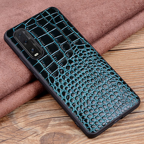 Funda Lujo Cuero Carcasa S02 para Oppo Find X2 Azul