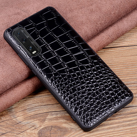 Funda Lujo Cuero Carcasa S02 para Oppo Find X2 Negro