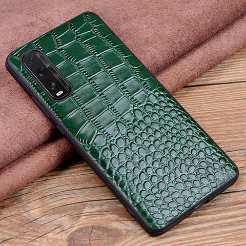 Funda Lujo Cuero Carcasa S02 para Oppo Find X2 Verde