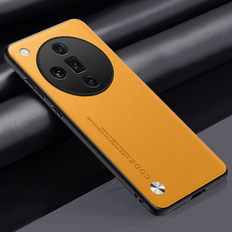 Funda Lujo Cuero Carcasa S02 para Oppo Find X7 Ultra 5G Amarillo