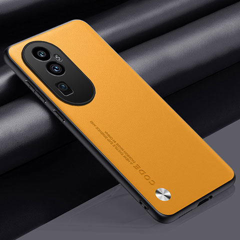 Funda Lujo Cuero Carcasa S02 para Oppo Reno10 Pro+ Plus 5G Amarillo