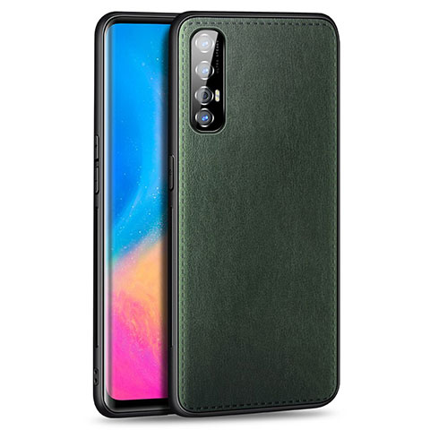 Funda Lujo Cuero Carcasa S02 para Oppo Reno3 Pro Verde