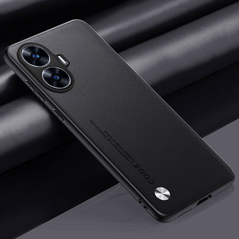 Funda Lujo Cuero Carcasa S02 para Realme C55 Negro