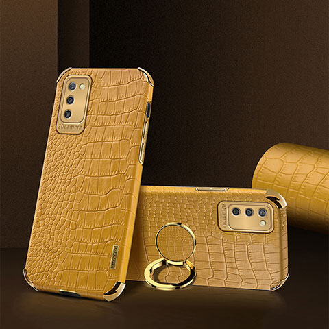 Funda Lujo Cuero Carcasa S02 para Samsung Galaxy F02S SM-E025F Amarillo