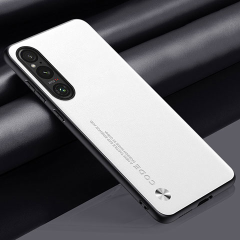 Funda Lujo Cuero Carcasa S02 para Sony Xperia 1 V Blanco