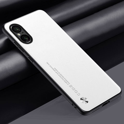 Funda Lujo Cuero Carcasa S02 para Sony Xperia 5 V Blanco