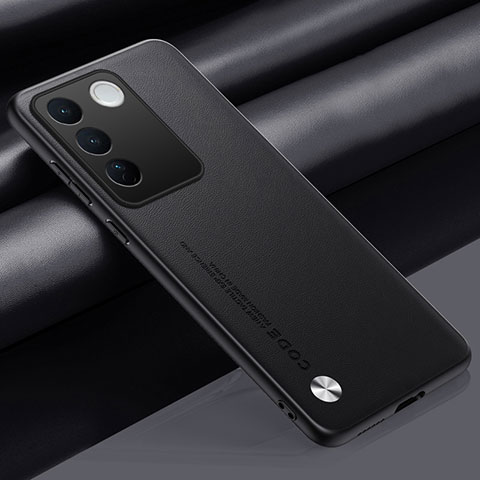 Funda Lujo Cuero Carcasa S02 para Vivo V27 5G Negro