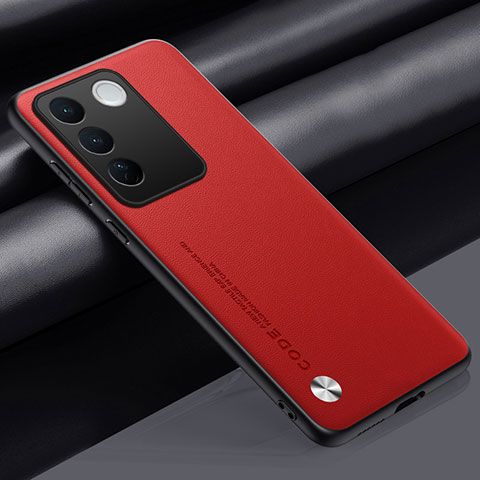 Funda Lujo Cuero Carcasa S02 para Vivo V27 Pro 5G Rojo