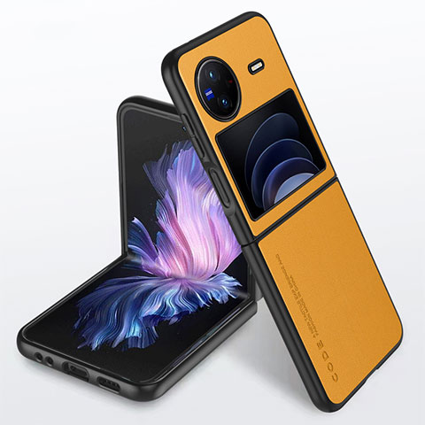 Funda Lujo Cuero Carcasa S02 para Vivo X Flip 5G Amarillo