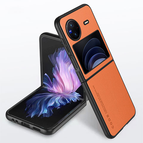 Funda Lujo Cuero Carcasa S02 para Vivo X Flip 5G Naranja