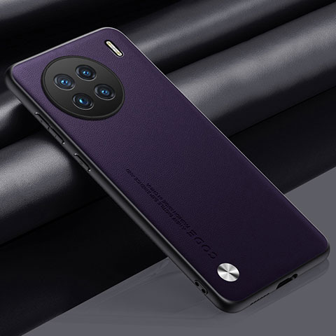 Funda Lujo Cuero Carcasa S02 para Vivo X90 5G Morado