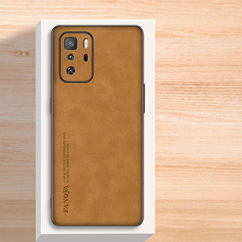 Funda Lujo Cuero Carcasa S02 para Xiaomi Poco X3 GT 5G Marron