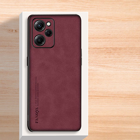 Funda Lujo Cuero Carcasa S02 para Xiaomi Poco X5 Pro 5G Rojo