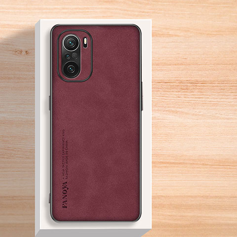 Funda Lujo Cuero Carcasa S02 para Xiaomi Redmi K40 Pro 5G Rojo