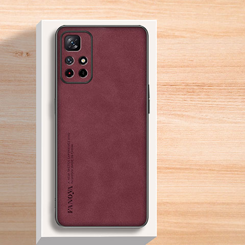 Funda Lujo Cuero Carcasa S02 para Xiaomi Redmi Note 11S 5G Rojo