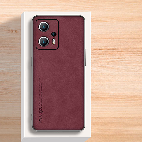 Funda Lujo Cuero Carcasa S02 para Xiaomi Redmi Note 11T Pro+ Plus 5G Rojo