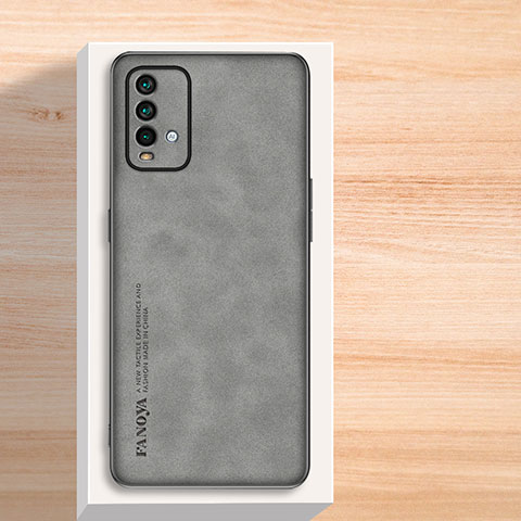 Funda Lujo Cuero Carcasa S02 para Xiaomi Redmi Note 9 4G Gris