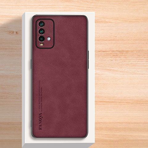 Funda Lujo Cuero Carcasa S02 para Xiaomi Redmi Note 9 4G Rojo