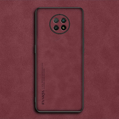 Funda Lujo Cuero Carcasa S02 para Xiaomi Redmi Note 9 5G Rojo