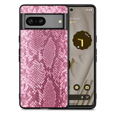 Funda Lujo Cuero Carcasa S02D para Google Pixel 7a 5G Rosa Roja