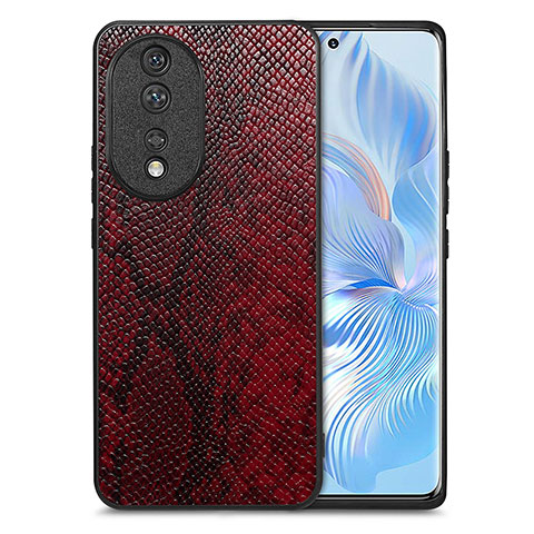 Funda Lujo Cuero Carcasa S02D para Huawei Honor 80 5G Rojo