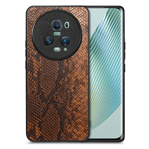 Funda Lujo Cuero Carcasa S02D para Huawei Honor Magic5 Pro 5G Marron