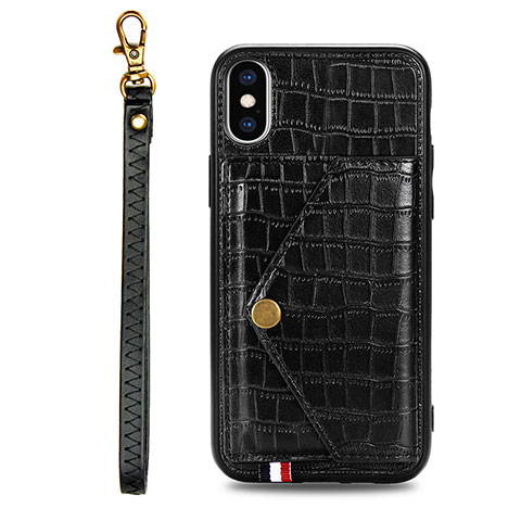 Funda Lujo Cuero Carcasa S02D para Samsung Galaxy A11 Negro