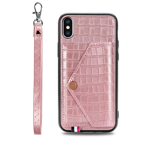 Funda Lujo Cuero Carcasa S02D para Samsung Galaxy A11 Oro Rosa