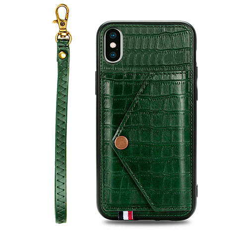 Funda Lujo Cuero Carcasa S02D para Samsung Galaxy A11 Verde