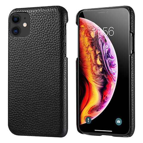 Funda Lujo Cuero Carcasa S03 para Apple iPhone 11 Negro