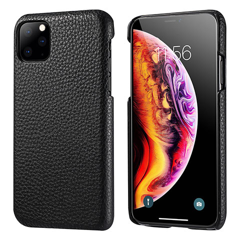 Funda Lujo Cuero Carcasa S03 para Apple iPhone 11 Pro Negro