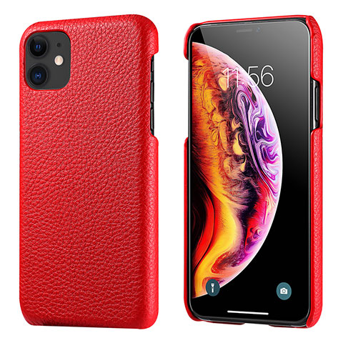 Funda Lujo Cuero Carcasa S03 para Apple iPhone 11 Rojo