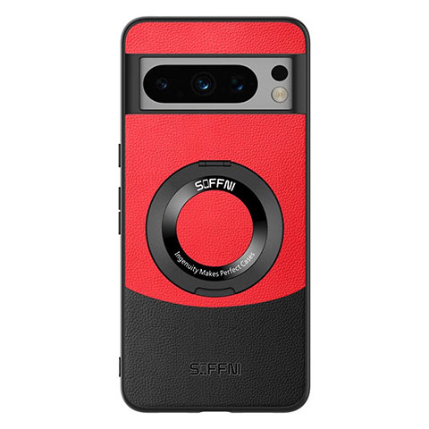 Funda Lujo Cuero Carcasa S03 para Google Pixel 8 Pro 5G Rojo y Negro