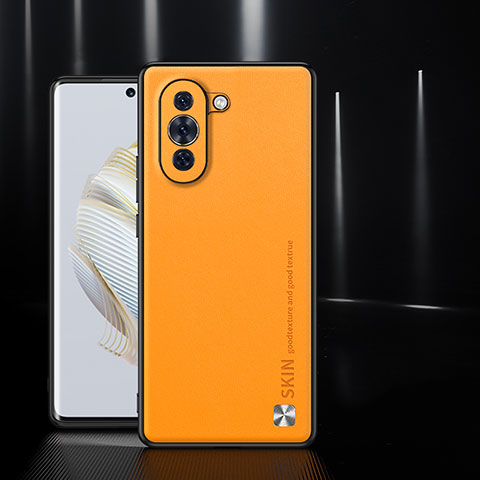 Funda Lujo Cuero Carcasa S03 para Huawei Nova 10 Naranja