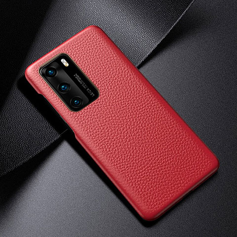 Funda Lujo Cuero Carcasa S03 para Huawei P40 Rojo