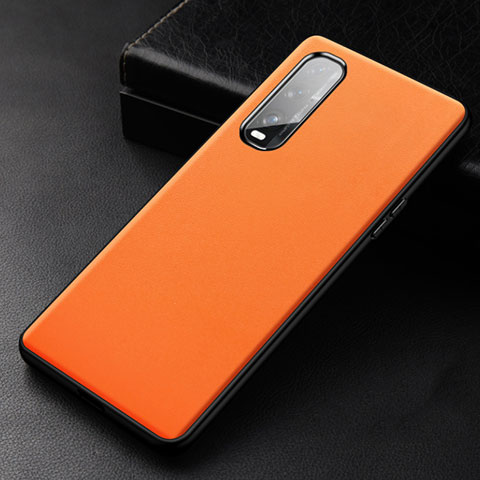 Funda Lujo Cuero Carcasa S03 para Oppo Find X2 Naranja