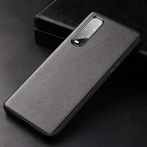 Funda Lujo Cuero Carcasa S03 para Oppo Find X2 Negro