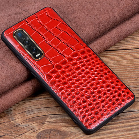 Funda Lujo Cuero Carcasa S03 para Oppo Find X2 Pro Rojo