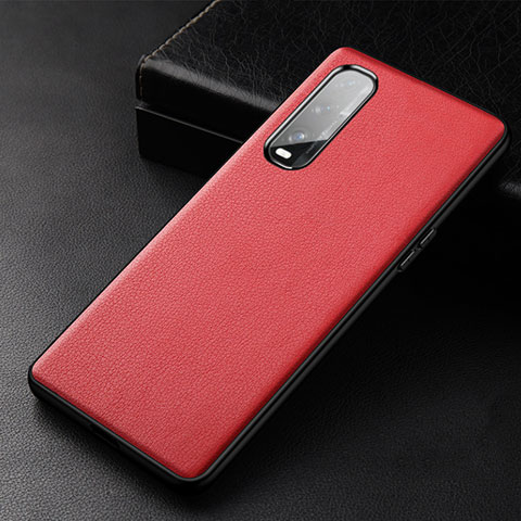 Funda Lujo Cuero Carcasa S03 para Oppo Find X2 Rojo