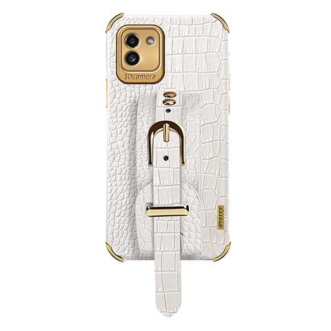 Funda Lujo Cuero Carcasa S03 para Samsung Galaxy A03 Blanco