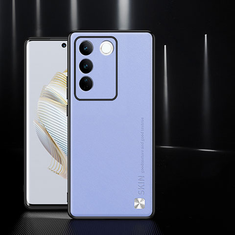 Funda Lujo Cuero Carcasa S03 para Vivo V27 Pro 5G Purpura Claro