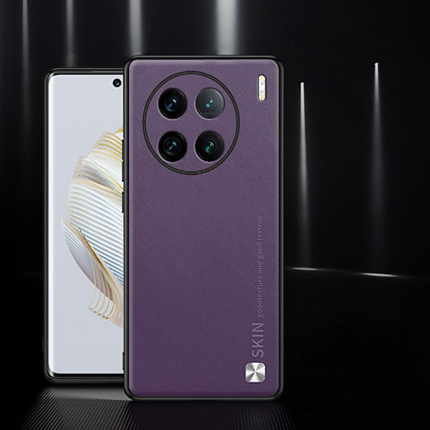 Funda Lujo Cuero Carcasa S03 para Vivo X90 5G Morado