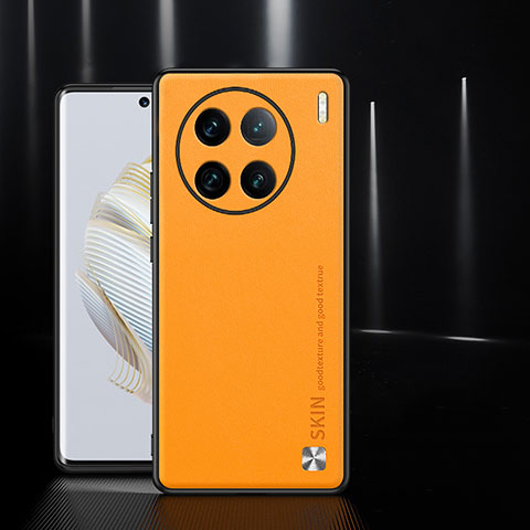 Funda Lujo Cuero Carcasa S03 para Vivo X90 5G Naranja