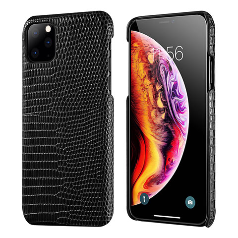 Funda Lujo Cuero Carcasa S04 para Apple iPhone 11 Pro Negro