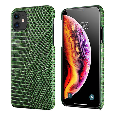 Funda Lujo Cuero Carcasa S04 para Apple iPhone 11 Verde