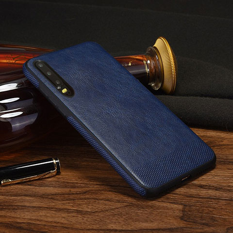 Funda Lujo Cuero Carcasa S04 para Huawei P30 Azul