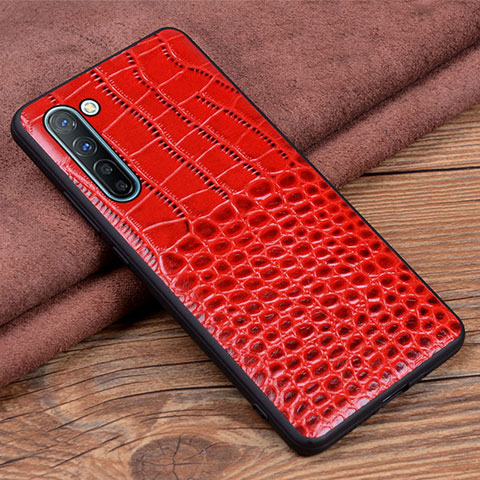 Funda Lujo Cuero Carcasa S04 para Oppo F15 Rojo