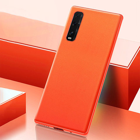 Funda Lujo Cuero Carcasa S04 para Oppo Find X2 Naranja